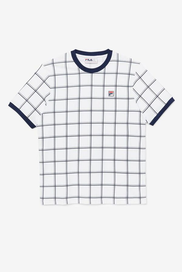 Fila Slate Ringer Checkered Men's Tee - White,NZ 457-81623